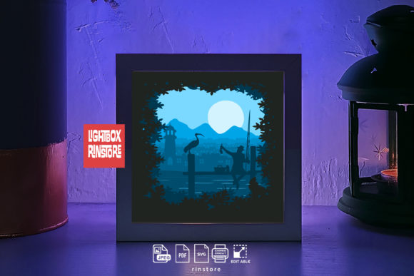 226 Go Fishing 3D SVG: A Fresh Shadow Box Design for Brand Storytelling