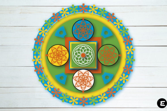 Buddhist-Inspired 3D SVG Mandala for Paper Flowers & Editorial Design