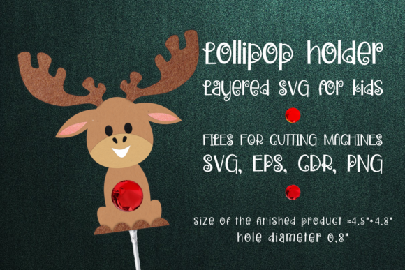 Christmas Moose Lollipop Holder Template 3D SVG for Festive Design Projects