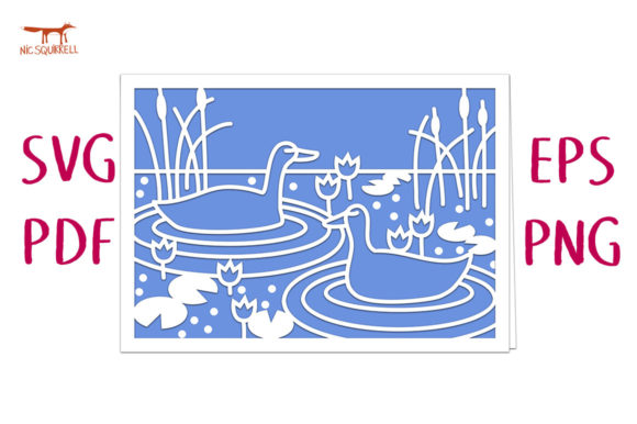 Duck Pond Greetings Card SVG Cut File – A Charming 3D SVG for Crafting & Handmade Business