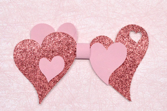 Hearts Bow Template: A 3D SVG for Christmas Crafting and Brand Design