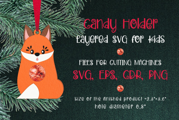 Red Fox Christmas Ornament Candy Holder – A Festive 3D SVG for Seasonal Design Projects
