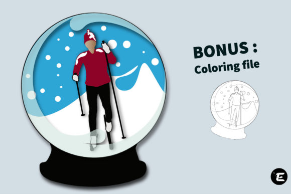 Skier Snow Globe: A 3D SVG Christmas Asset for Visual Content Creators