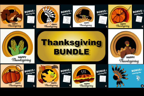 Thanksgiving Bundle: 3D SVG Shadow Boxes for Festive Branding